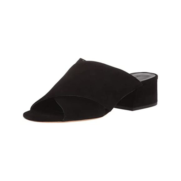 VINCE. Shoes - VINCE. Womens Black Karsen Toe Block Heel Slip On Leather Heeled Sandal 5 M